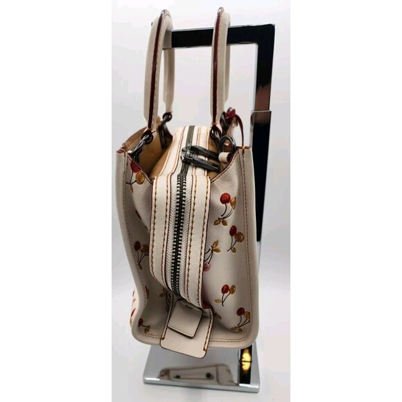 Coach Rogue 25 in Glitter Multi Cherries Print Chalk And Red Leather Bag 21636 - Picture 4 of 8